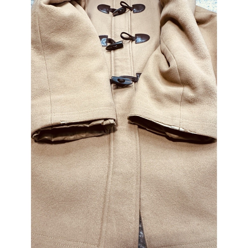 Women's LL BEAN Wool Hooded Beige BELLANDI Toggle Pea Coat Italy L/XL 294400 - Picture 11 of 11